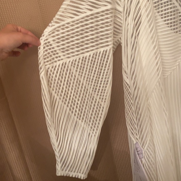 NWT BCBG Striped Mesh Shift Dress Optic White - M - Picture 3 of 6